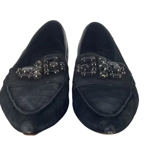 Donald J Pliner Loafers 9M Black Embellished Haircalf & Leather Womens Shoes - Picture 3 of 7